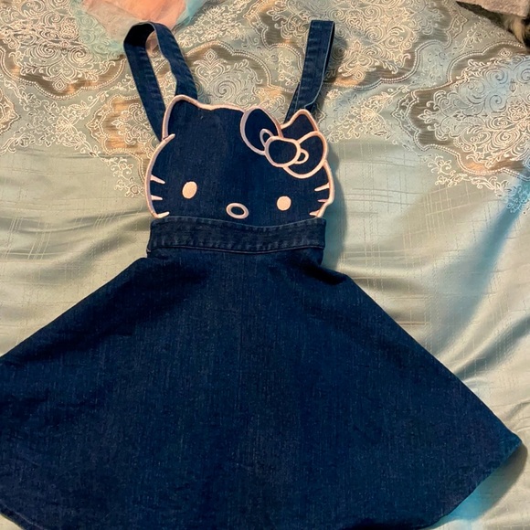 hello kitty denim dress Hello Kitty Little Girls Size 6 Denim Jean Dress Matching Belt & Ruffle